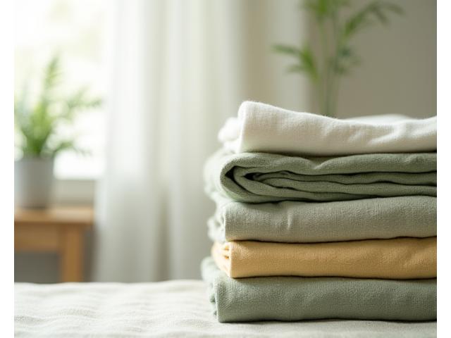 Myke OEKO-TEX sertifiserte tekstiler i dempede, naturlige farger.