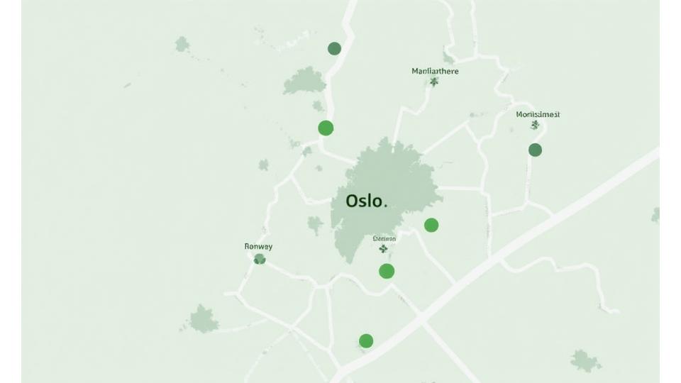 Interaktivt kart over Oslo som fremhever plasseringen av lokale partnere, med grønne ikoner.